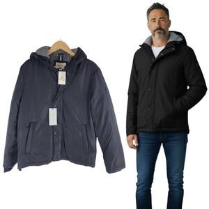 NEW Cole Haan Signature Hooded Oxford Jacket Black Full Zip Size S